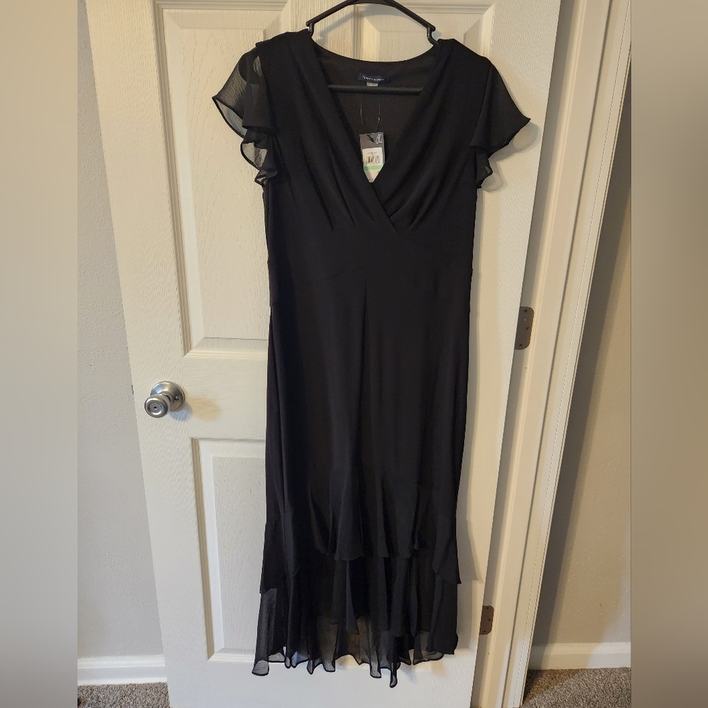 Tommy Hilfiger Black Sheath Dress V-Neck Flutter Sleeveless
